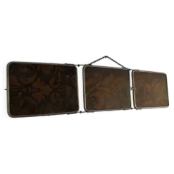 Miroir vintage 1900 triptyque barbier Art Nouveau - 19 x 78 cm