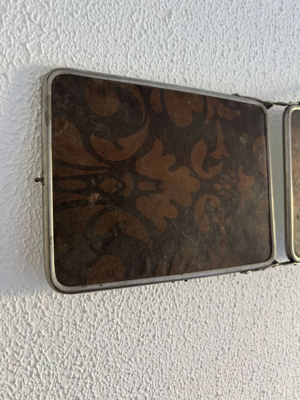 Miroir vintage 1900 triptyque barbier Art Nouveau - 19 x 78 cm