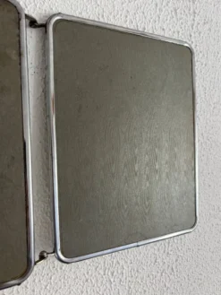 Miroir vintage 1960 triptyque barbier argenté Arpin - 28 x 70 cm