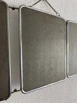 Miroir vintage 1960 triptyque barbier argenté Arpin - 28 x 70 cm