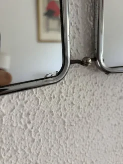 Miroir vintage 1960 triptyque barbier argenté Arpin - 28 x 70 cm