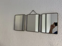 Miroir vintage 1960 triptyque barbier coiffeur japonisant - 25 x 60 cm