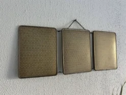 Miroir vintage 1960 triptyque barbier coiffeur japonisant - 25 x 60 cm