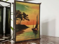 Miroir vintage 1920 triptyque de barbier
