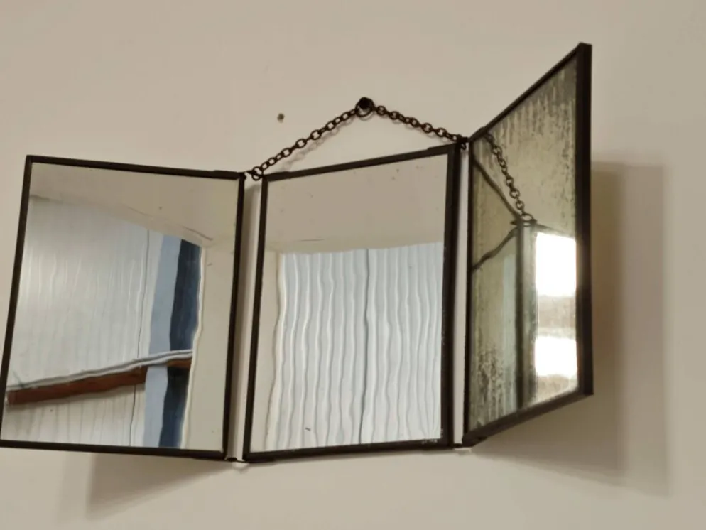 Miroir vintage 1920 triptyque de barbier