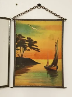 Miroir vintage 1920 triptyque de barbier
