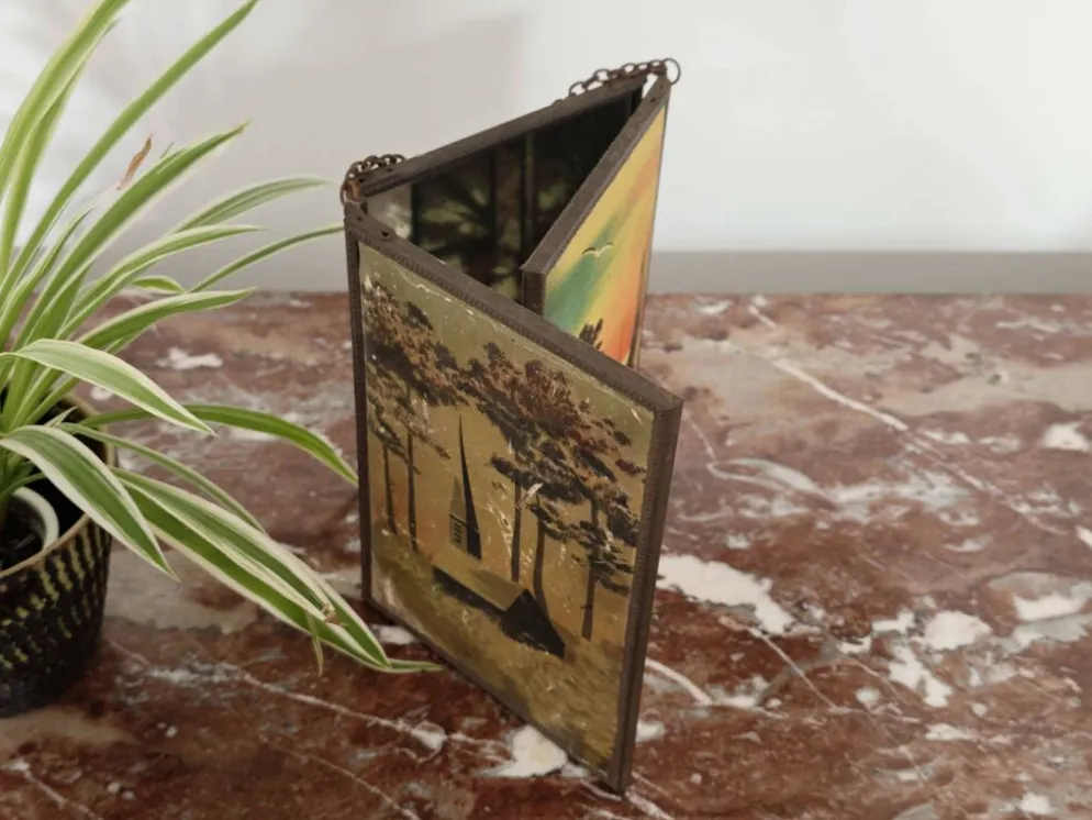 Miroir vintage 1920 triptyque de barbier