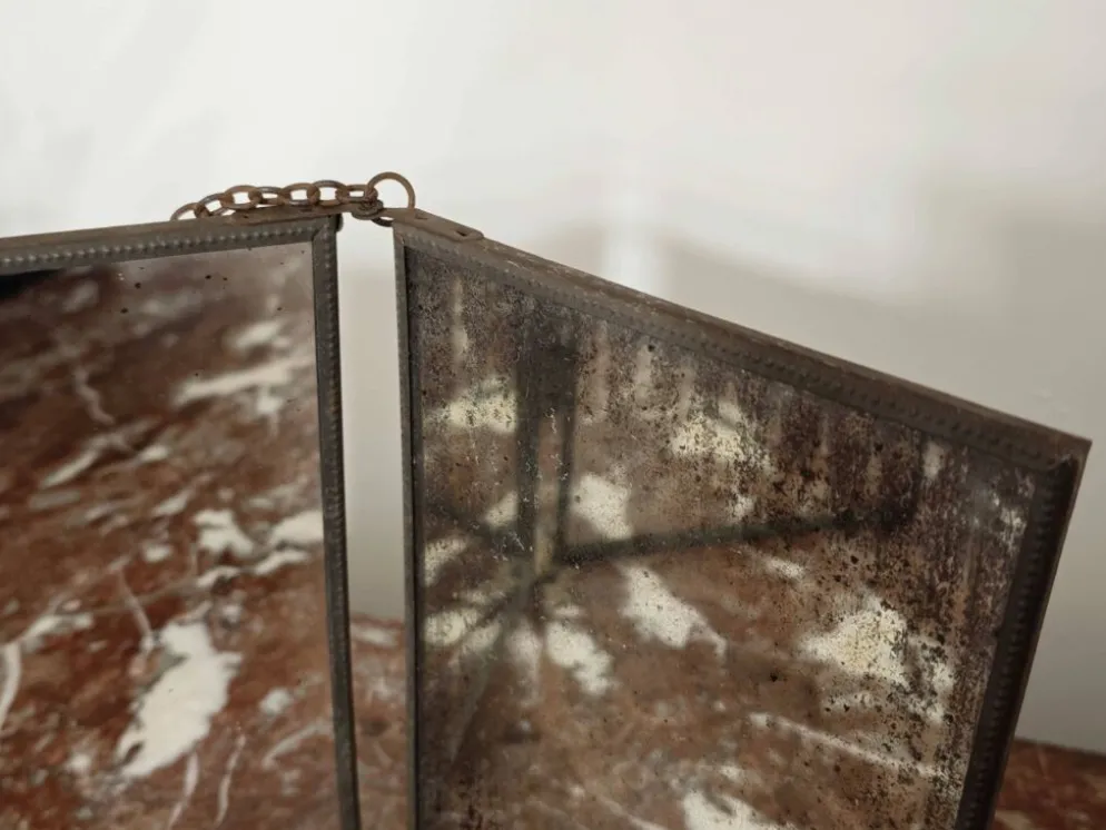 Miroir vintage 1920 triptyque de barbier