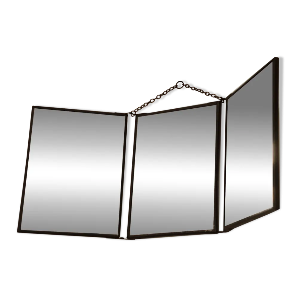 Miroir vintage 1920 triptyque de barbier