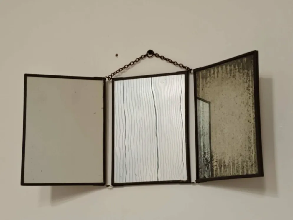 Miroir vintage 1920 triptyque de barbier