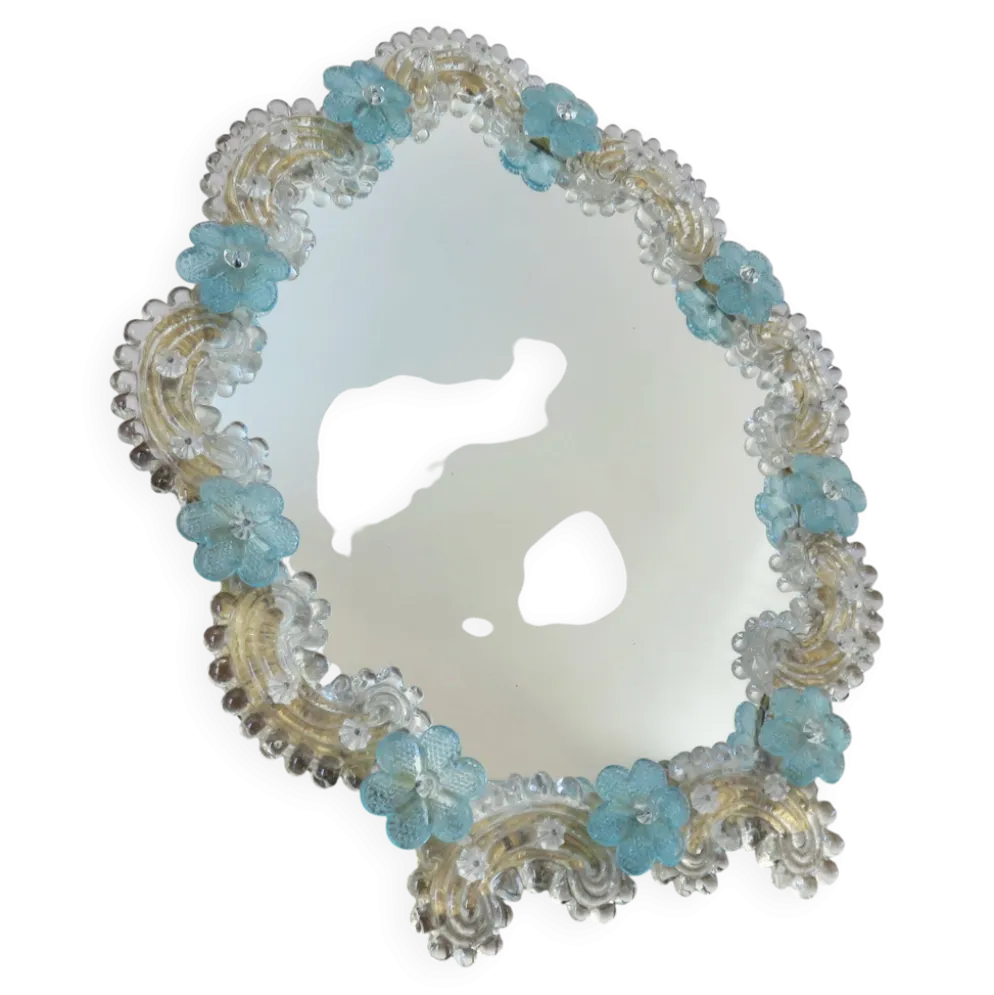 Miroir vénitien en verre de Murano, à poser ou à suspendre, 1950