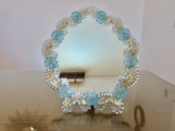 Miroir vénitien en verre de Murano, à poser ou à suspendre, 1950