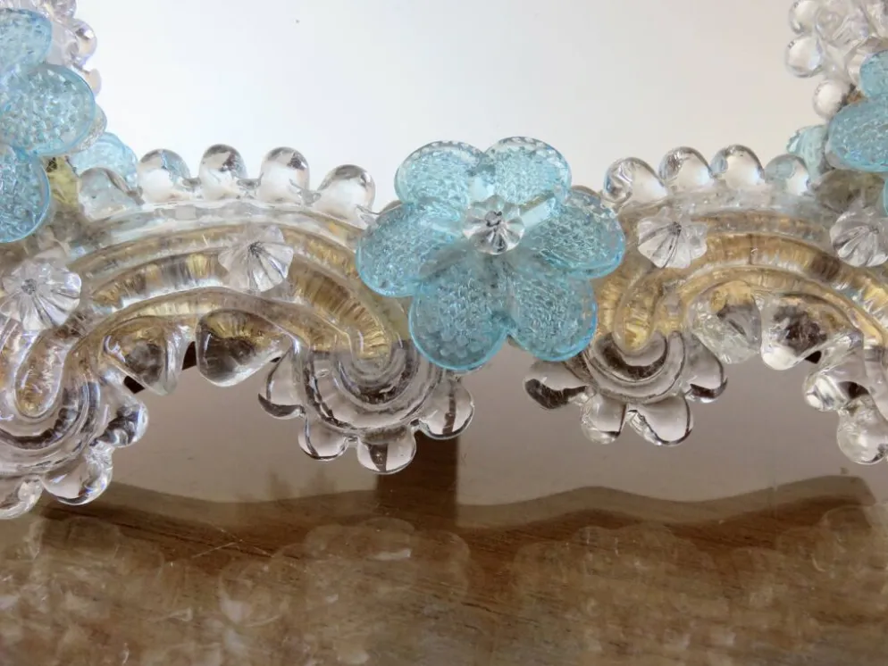 Miroir vénitien en verre de Murano, à poser ou à suspendre, 1950