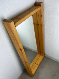 Miroir XL brutaliste pin massif style chalet