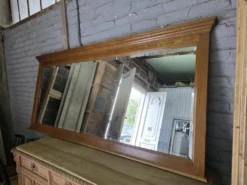 Miroir XXL biseauté en chêne, 210cm de L