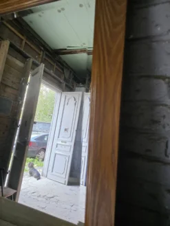 Miroir XXL biseauté en chêne, 210cm de L