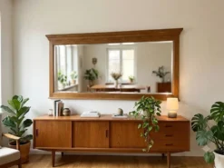 Miroir XXL biseauté en chêne, 210cm de L
