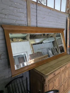 Miroir XXL biseauté en chêne, 210cm de L