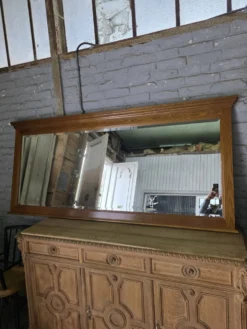 Miroir XXL biseauté en chêne, 210cm de L