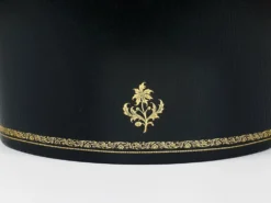Morabito Paris Corbeille à papier en cuir noir et or, France, années 1970