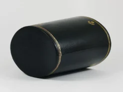 Morabito Paris Corbeille à papier en cuir noir et or, France, années 1970