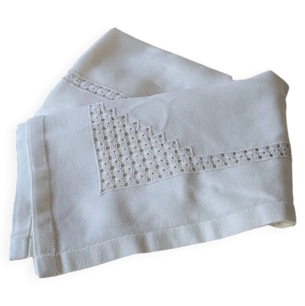 Nappe ancienne en coton blanc