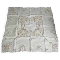 Nappe brodée ajourée ancienne + serviettes