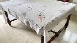 Nappe brodée + 12 Serviettes vintage