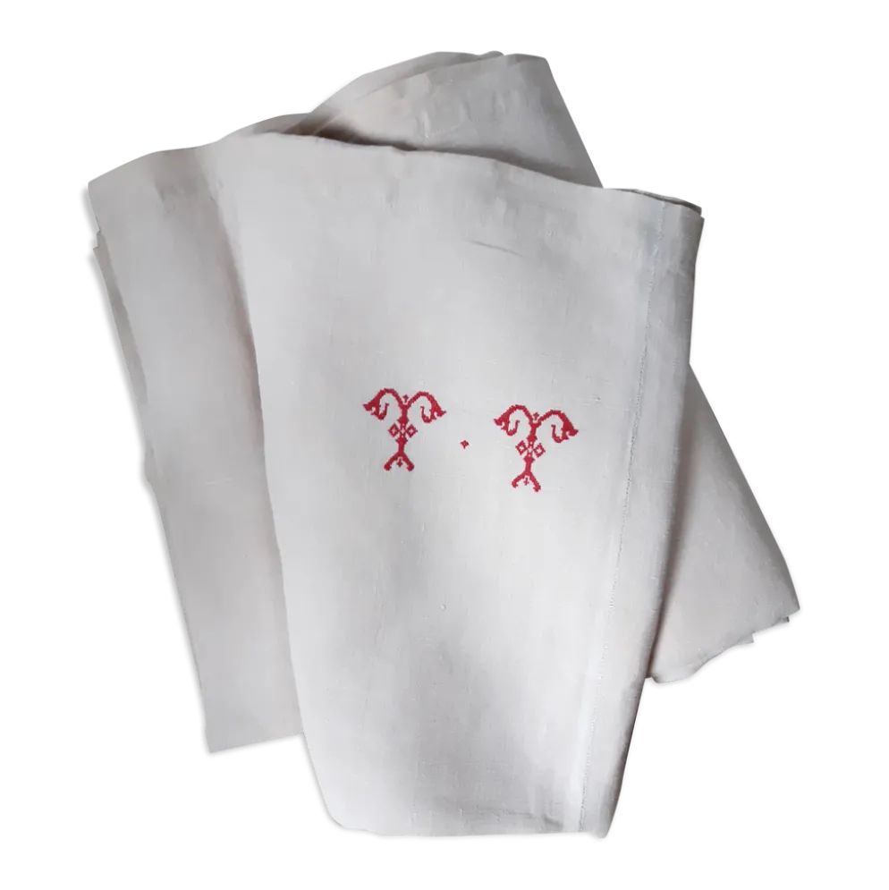 Nappe de campagne monogrammée tt en rouge