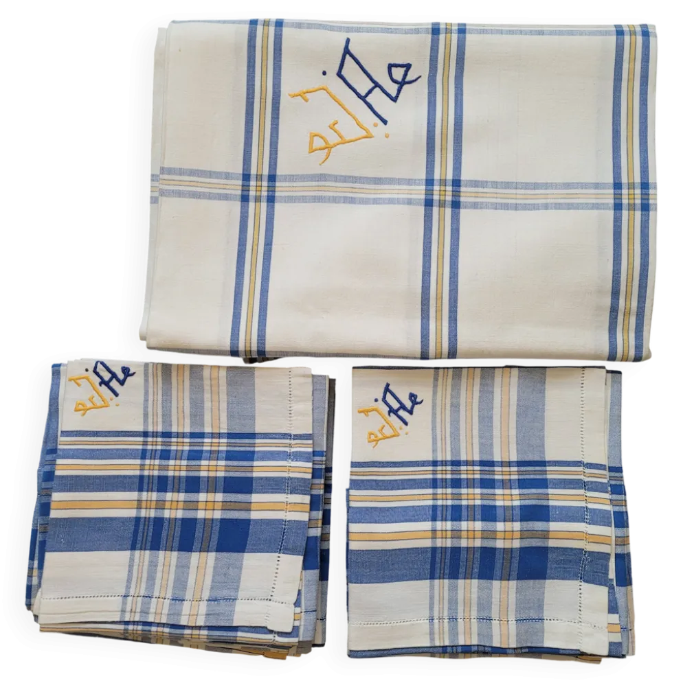 Nappe en coton 12 couverts avec serviettes