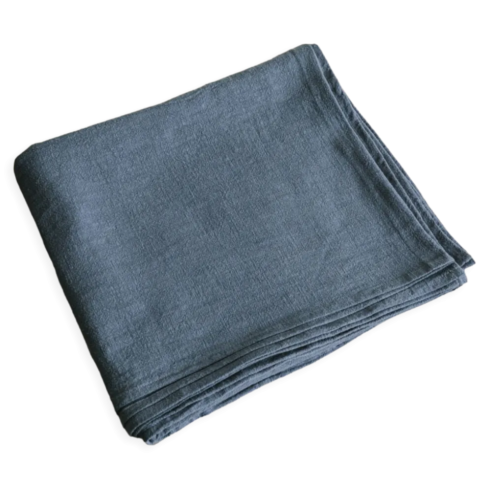 Nappe en lin lavé bleu salé