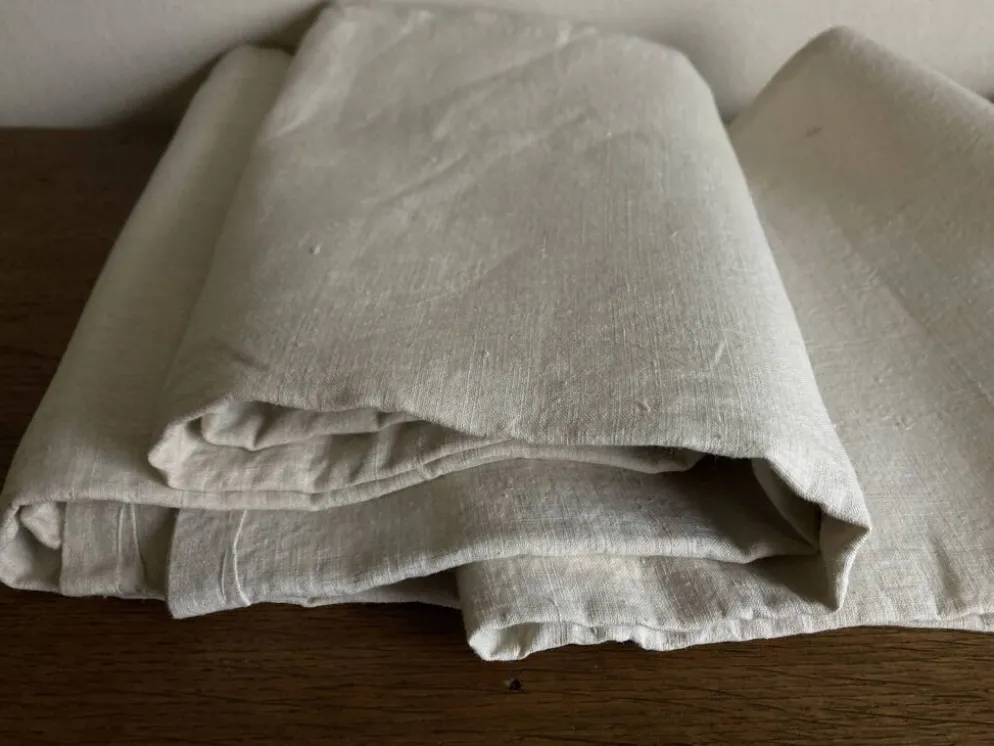 Nappe en toile fil de lin 19e L2,60m