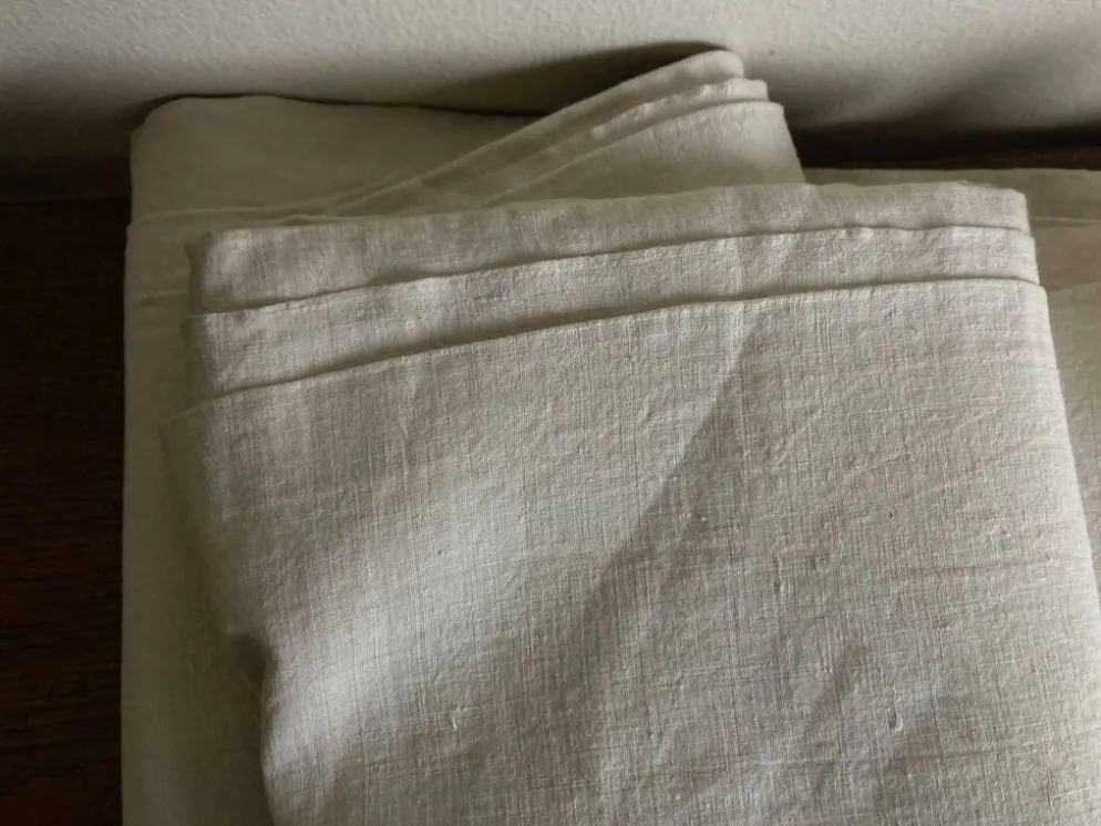 Nappe en toile fil de lin 19e L2,60m