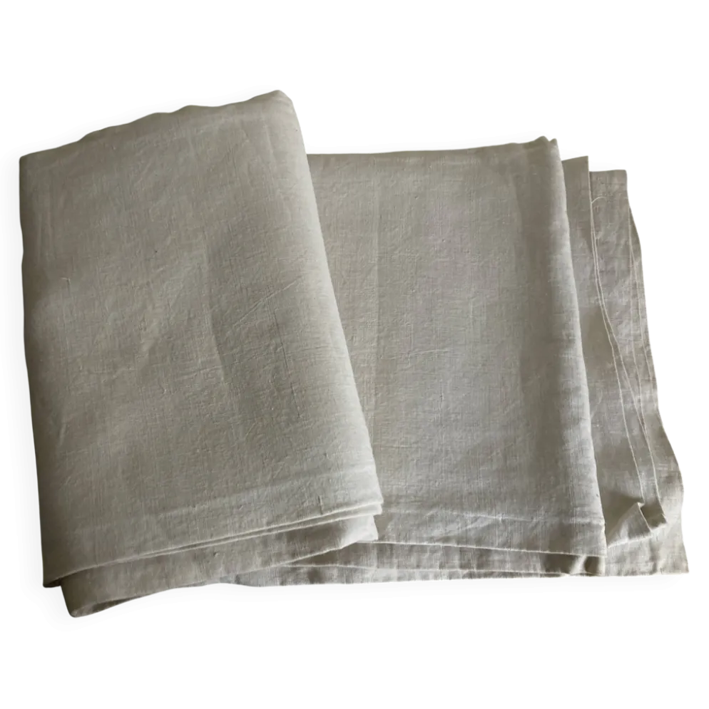 Nappe en toile fil de lin 19e L2,60m