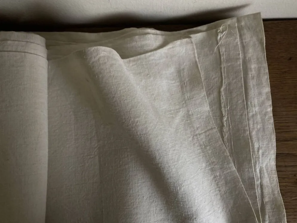Nappe en toile fil de lin 19e L2,60m