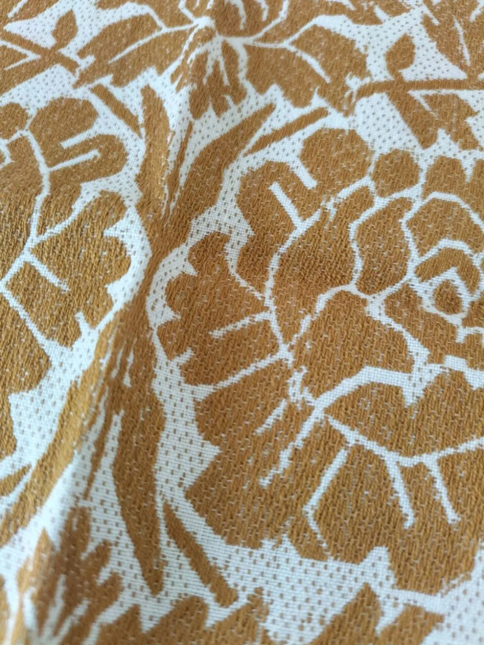 Nappe et 8 serviettes vintage – tons caramel et moutarde dorée