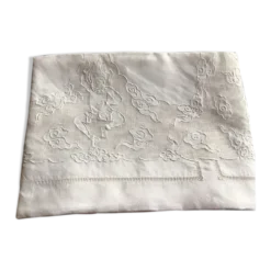 Nappe japonisante en fil de lin blanc