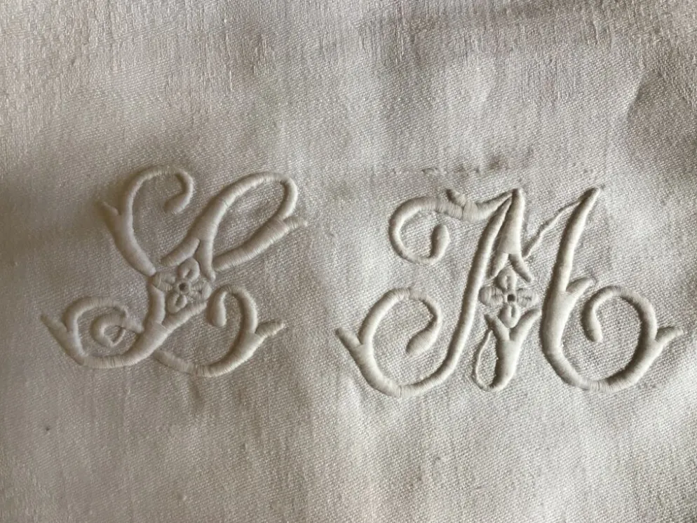 Nappe marquée LM , fin 19éme