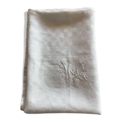 Nappe MC rect 205x178 damassée carreaux grège