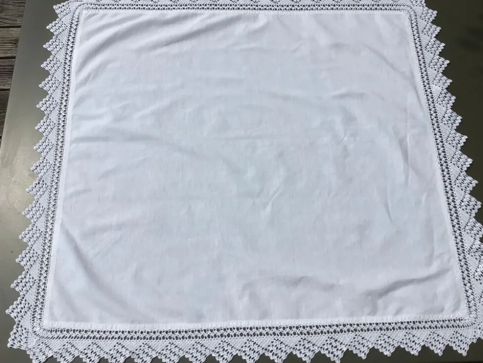 Nappe métis bord crocheté main 84cm x 91cm