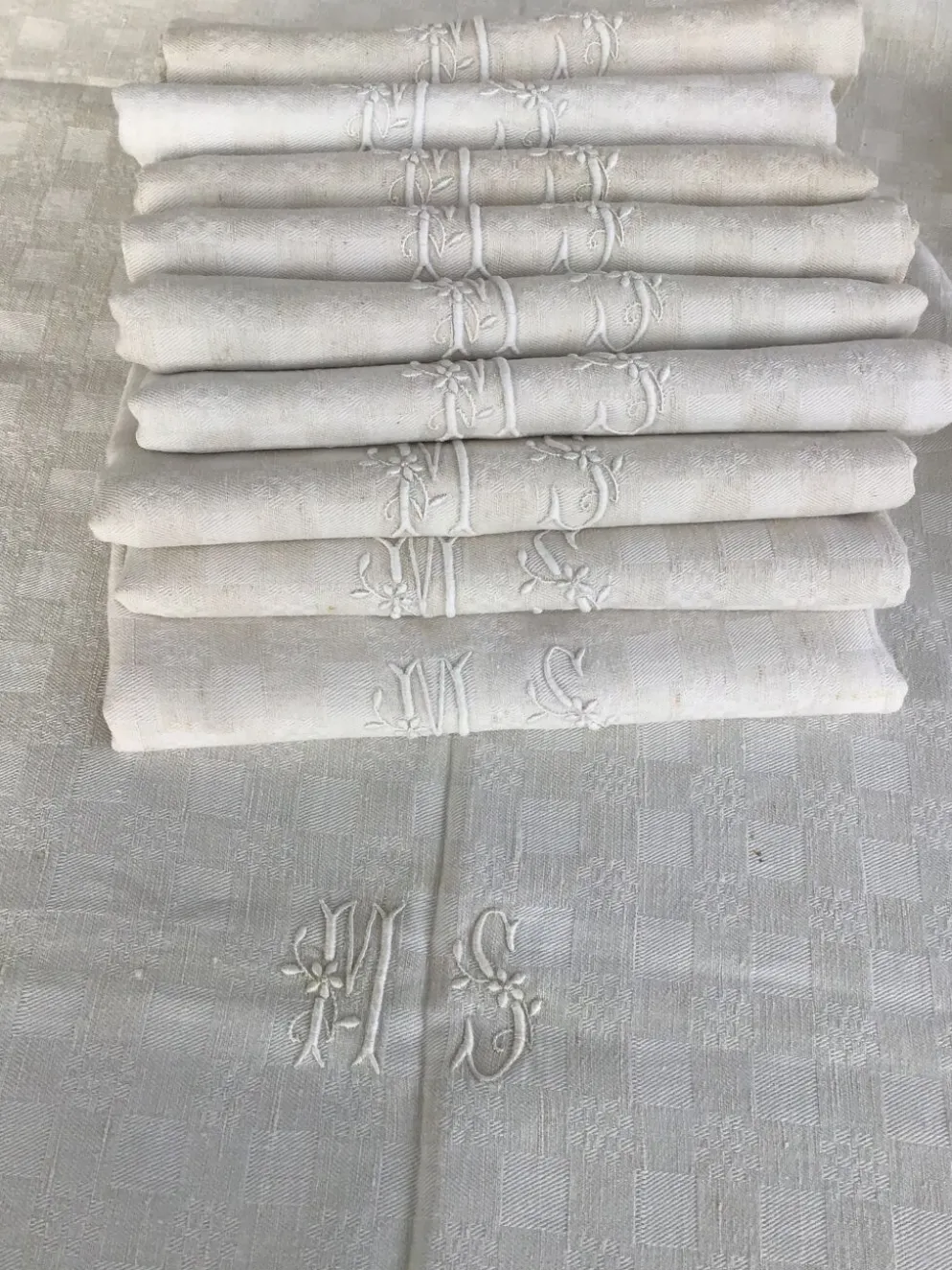 Nappe rectangle MS neuve et 9 serviettes assorties