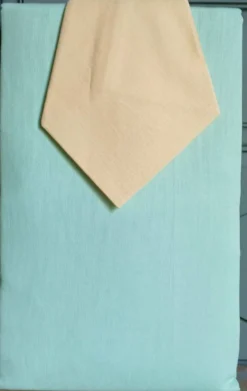 Nappe vert d'eau & 6 serviettes jaunes, France vers 1980
