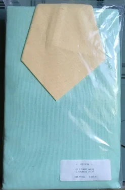 Nappe vert d'eau & 6 serviettes jaunes, France vers 1980