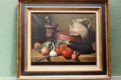 Nature morte aux légumes, huile sur toile signée Angeli Guerino
