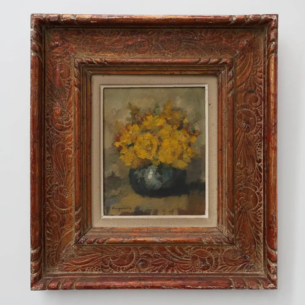 Nature morte avec des fleurs jaunes dans un vase, vers 1930-1950