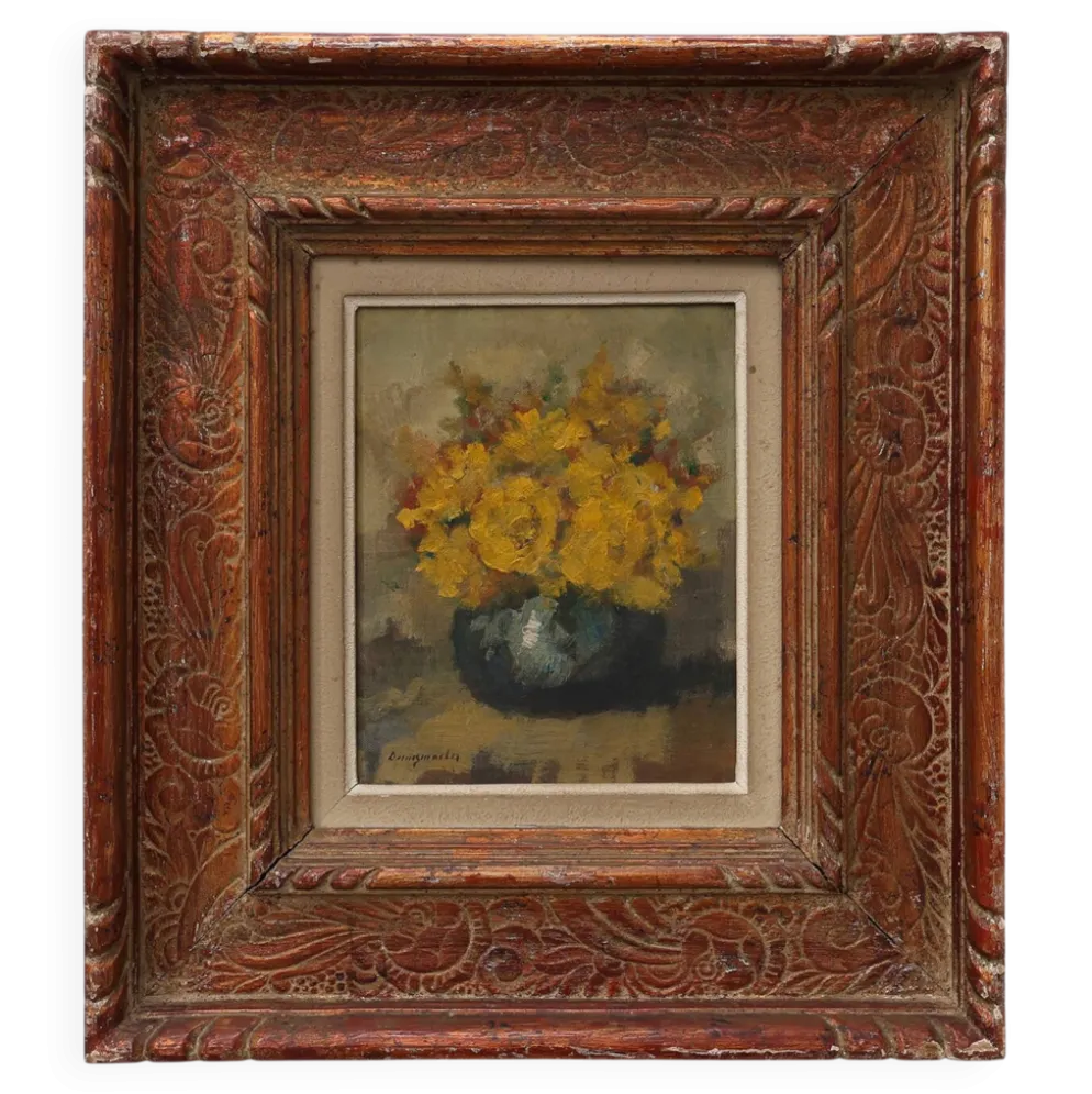 Nature morte avec des fleurs jaunes dans un vase, vers 1930-1950