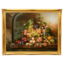 Nature morte avec fruits. Huile sur toile. Signé.
