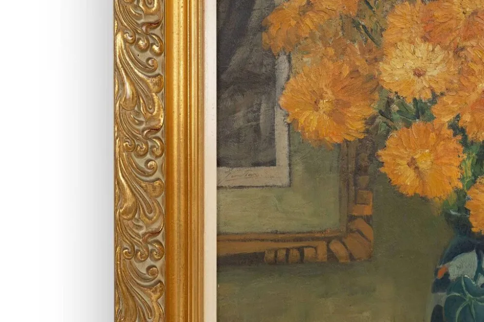 Nature morte belge par Jos Pas, 1944 — Fleurs et raisins dans un vase