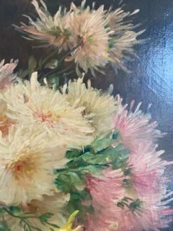 Nature morte florale signée Edmond Van Coppenolle, huile sur toile XIX