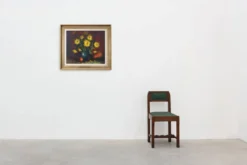 Nature morte impressionniste avec des fleurs jaunes par A. de Man, Belgique, années 1960.